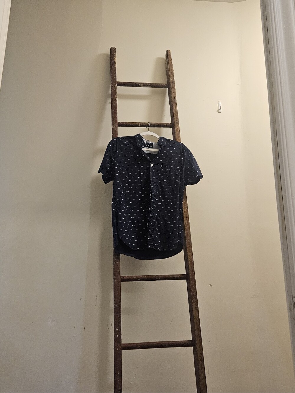 Ben Sherman Navy Short-Sleeve Shirt with Tiny Bicycle Print